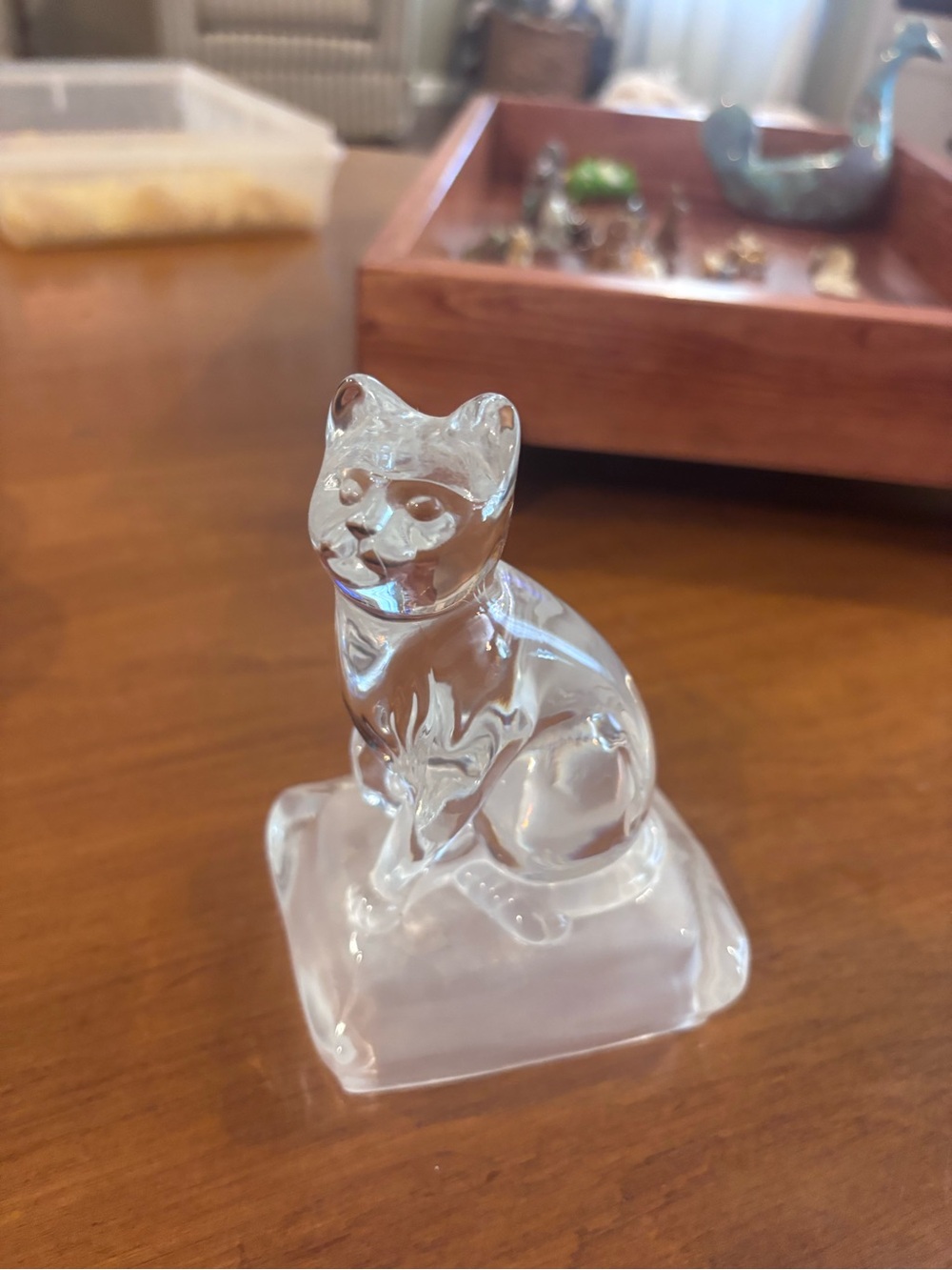 Clear Glass Cat Figurine